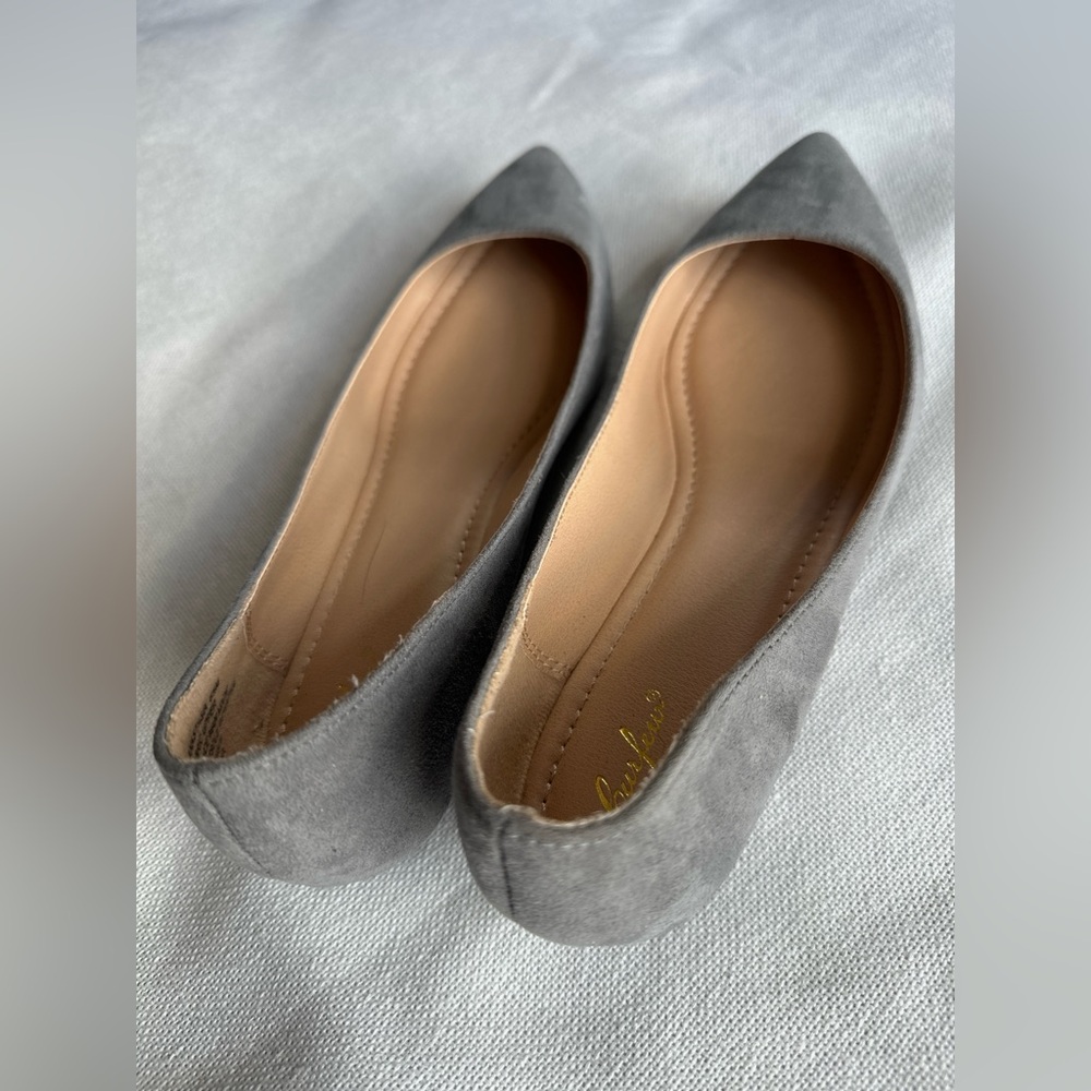 Curfew Gray Suede Pointed-Toe Slip-Ons